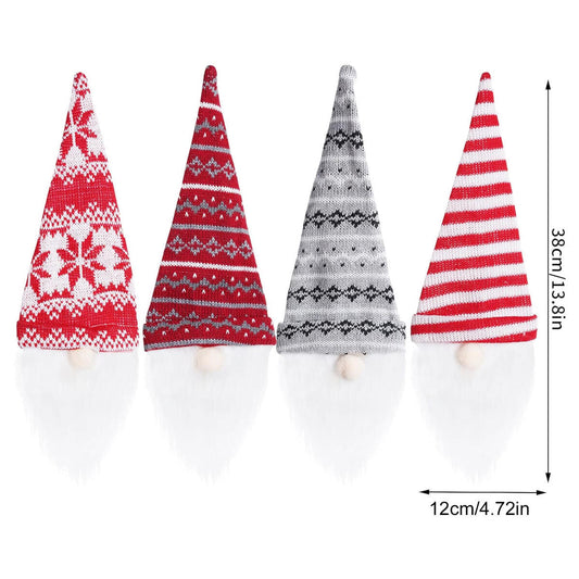 4 Pcs Christmas Wine Bottle Covers Reusable Knitted Gnomes Wine Bottle Toppers Xmas Party Handmade Tomte Swedish Gnomes Wine Decoration For Holiday New Year Dining Table Decor Party Gift
