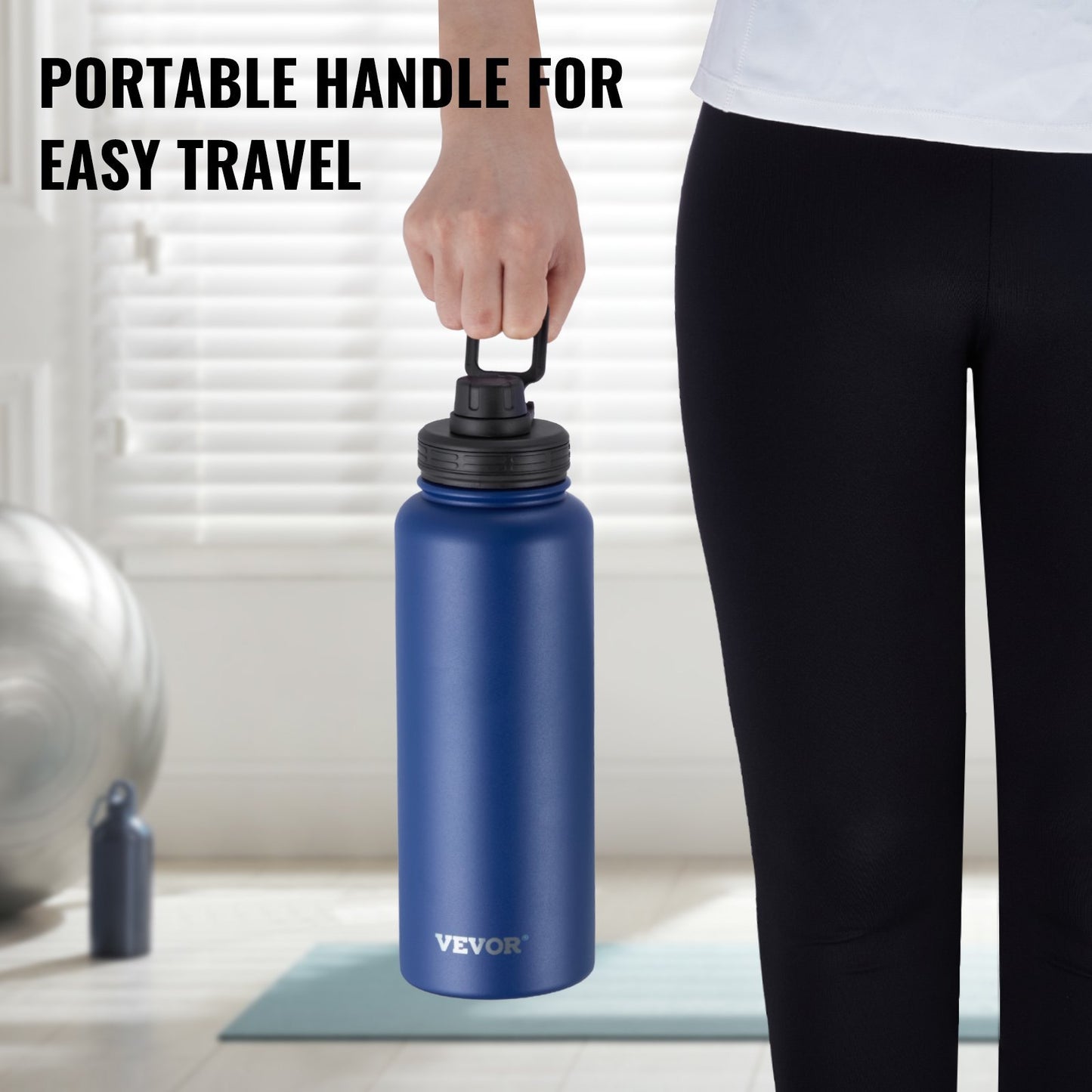 US Local 40 Oz Insulated Water Bottle Stainless Steel With Wide Mouth Lid Blue