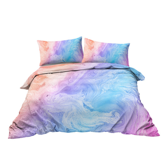 US & UK Local Girly Duvet Cover Rainbow Glitter Ombre Bedding Sets 3 Pcs Chic Purple Blue Green Pastel Bed Spreads Sparkle Quilt Cover Set With 2 Pillow Shams