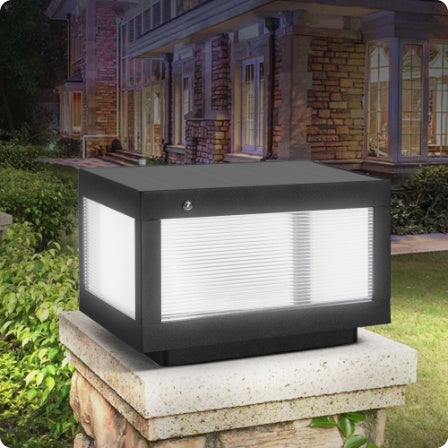 US Local 12 Black Solar Powered LED Post Cap Light, Modern Outdoor LED Fence Light For Pathways, Decks, And Patios 2-Pack