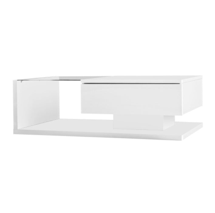 UK Local Coffee Table, High-gloss White. Side Tables, Coffee Tables With Glass And LED