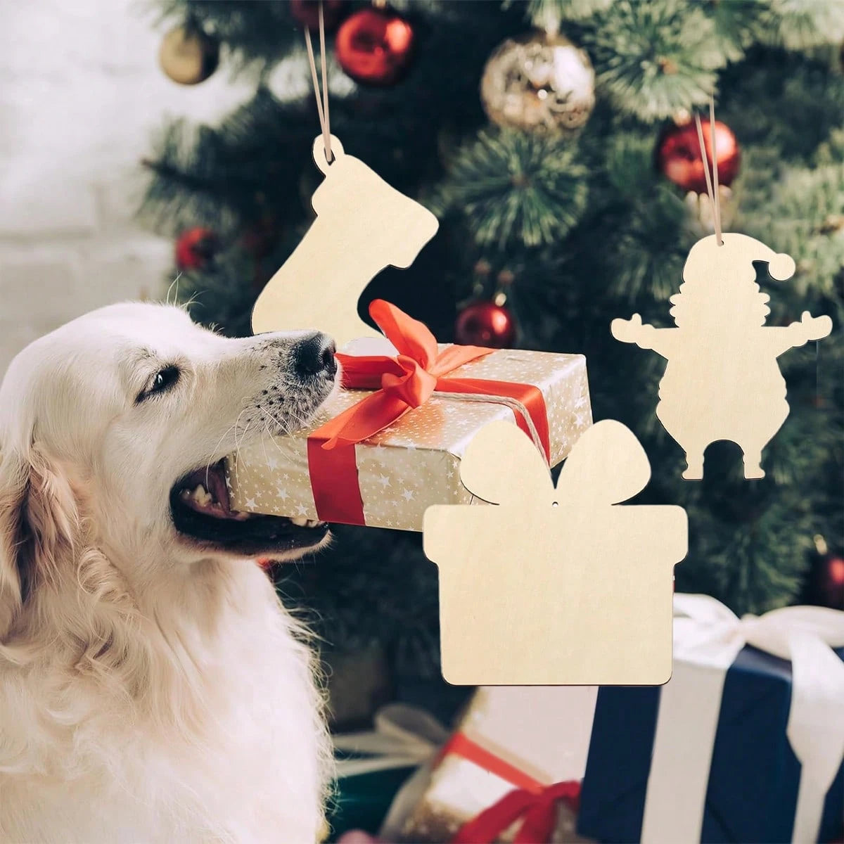 US Local 20 Pcs Wooden Christmas Ornaments Unfinished Wood Slices For Crafts In 4 Styles DIY Wooden Christmas Ornaments Hanging Decorations For DIY Craft And Holiday Decoration