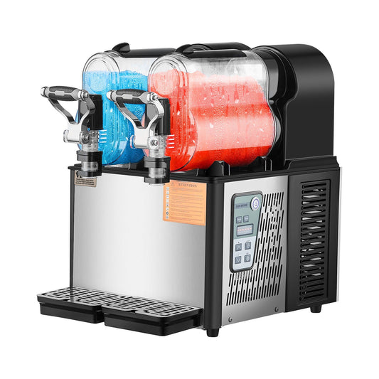 US Local Commercial Slushy Machine, 3LX2 Tank Slush Drink Maker, Drink Machine With Temperature Preservation, Stainless Steel Home Slush Drink Machine With Automatic Clean, Black