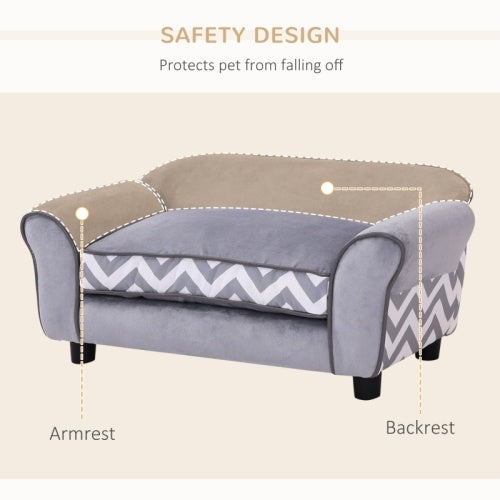 UK Local PawHut Dog Sofa Bed For XS-Sized Dogs, Cat Sofa With Soft Cushion, Pet Chair Lounge With Washable Cover, Removable Legs, Wooden Frame