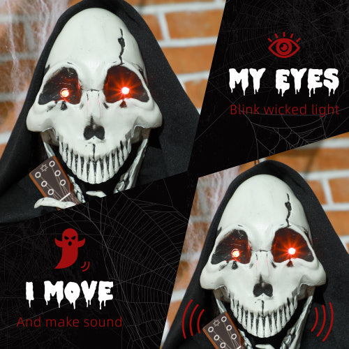 HOMCOM 4.3 Outdoor Halloween Decoration Animatronic Guitar-playing Grim Reaper, Sound And Motion Activated Animated Prop With Light Up Eyes Guitar Music