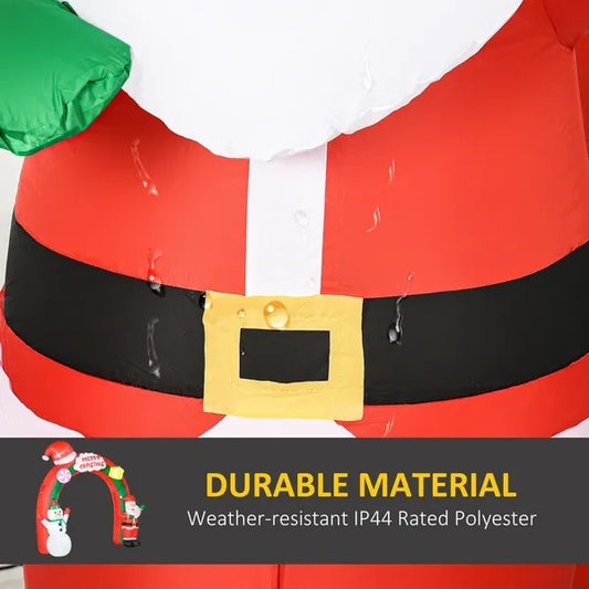 CA Local 9 ft Christmas Inflatable Archway With Santa Claus And Snowman For Outdoor, Blow Up Decoration With LED Lights