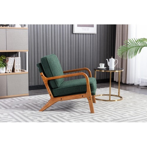 UK Local GOMYWAY Accent Chair Mid-Century Modern Chair Armchair With Solid Wood Frame For Living Room, Bedroom, Belcony 1, Emerald