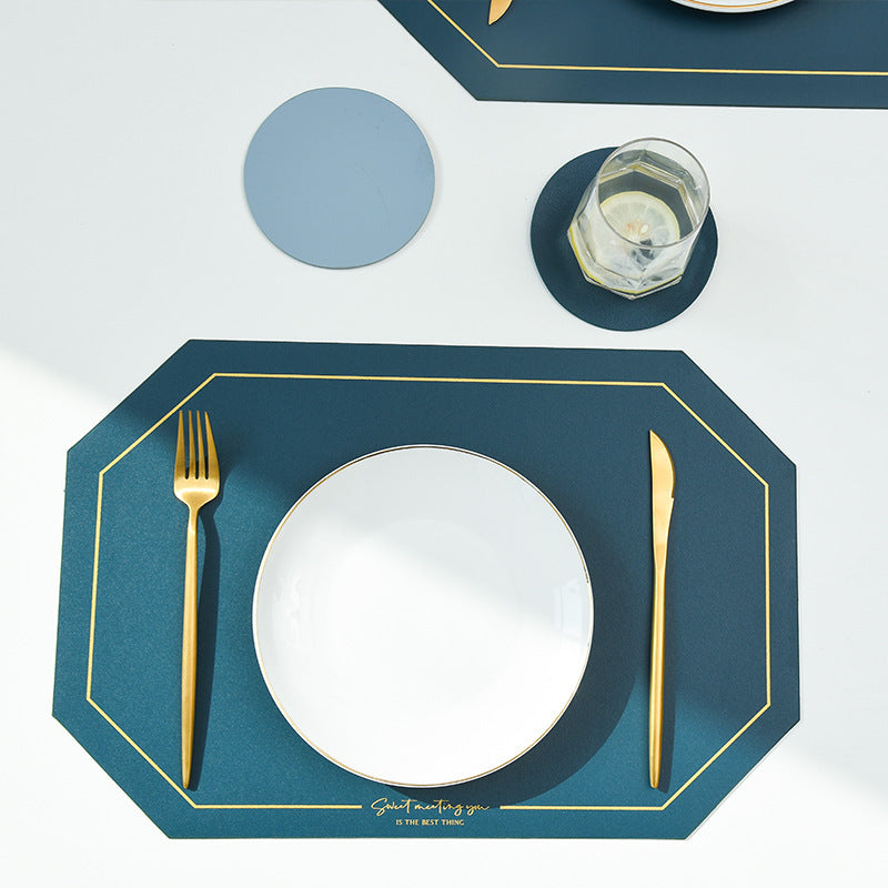 Octagonal Leather Placemat Waterproof Household Table Mat Heat Proof Mat Placemat