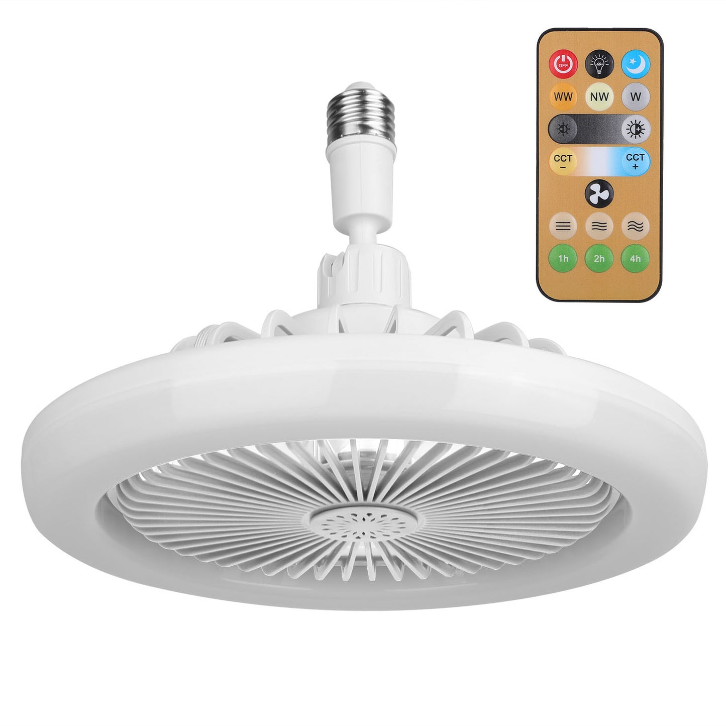 US Local White-Grey Options -- 1Pc Ceiling Fan With Lights Remote Control 9.44in E27 Socket Fanlight With Dimmable Dimming Light Color Brightness 3 Fan Speed Timer Function