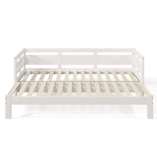 UK Local Daybed Cabin Bed Wooden 3FT Single Sofa Guest Bed Sofa Bed, Pull Out Trundle Wooden Bed Heart-Shaped For Children Adults Bed For Living Room And Bedroom -90 X190 Cm -White