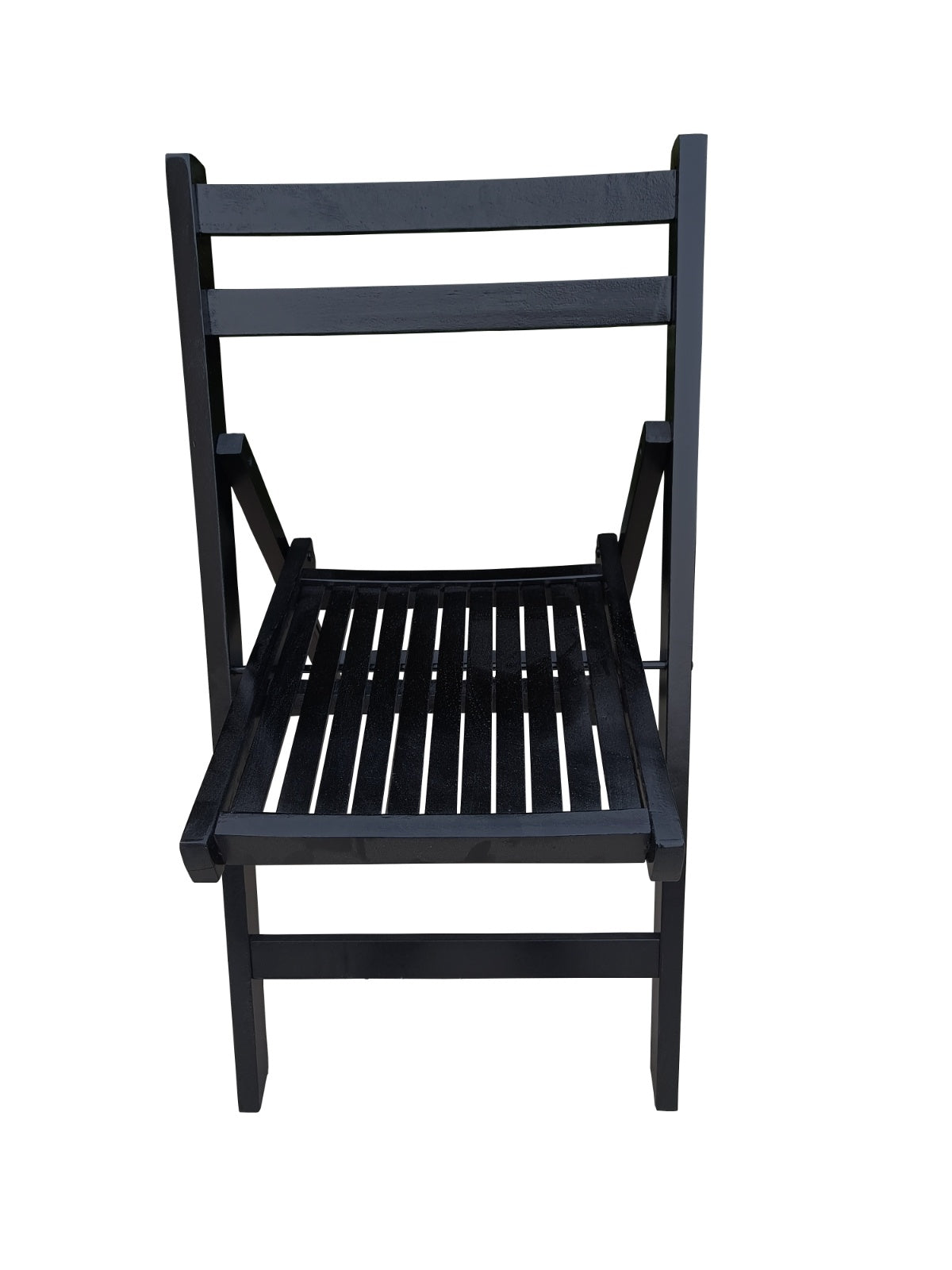 US Local Black Slatted Wood Folding Chair, Set Of 4 - Foldable Event Style