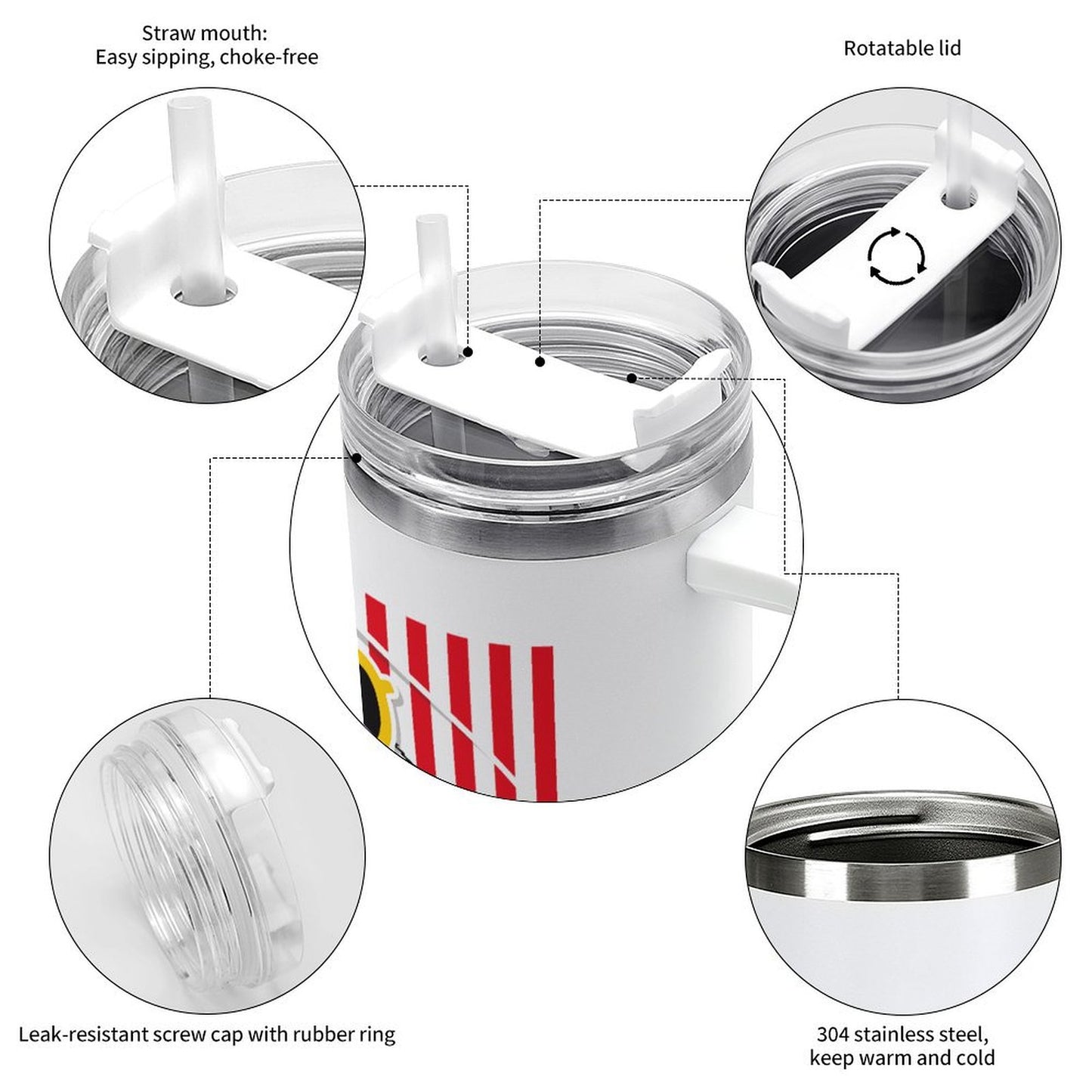 PHDT00358 POD US Local Tumbler 40 oz Large Capacity Car Cup Dog Summer Striped