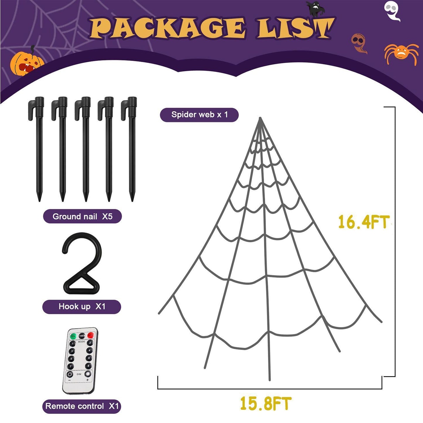 US & UK Local Halloween Decoration Giant Spider Web Party Props Decor Outdoo