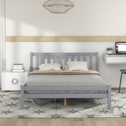 UK Local Wooden Bed Frame, Double Bed 4ft6 Solid Wooden Bed Frame, Bedroom Furniture For Adults, Kids, Teenagers, 135 X 190 Cm