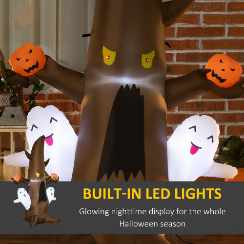 5 Halloween Inflatables Outdoor Decorations Ghost Tree With Pumpkins, Blow-Up LED Yard Decor Indoor Outdoor For Garden, Lawn, Party, Holiday
