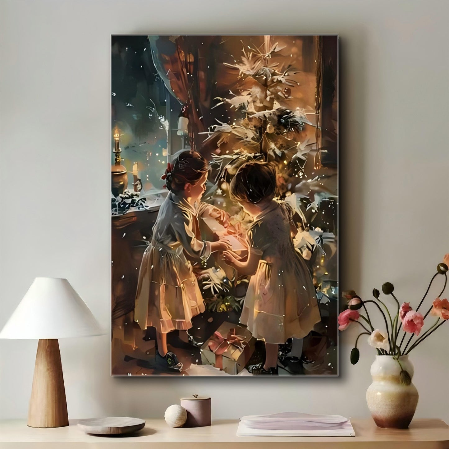 US Local 1pc Wrapped Canvas Painting, Wall Decor Living Room, Room Decor, Home Decor, Canvas Print Wrapped In Pine Frame For Holiday Celebrations, Holiday Wall Decoration, Seasonal Home Decoration Pendant