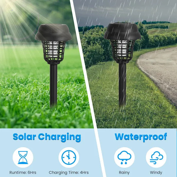 4 Pack Solar Powered Mosquito Zapper Outdoor Insect Killer Torch Waterproof Bug Zapper With UV Light White Light For Yard Garden Farm Patio