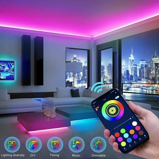 US Local BRAND NEW 5050 RGB LED Strip Bluetooth Remote Lights TV Back Lights For Bar Room