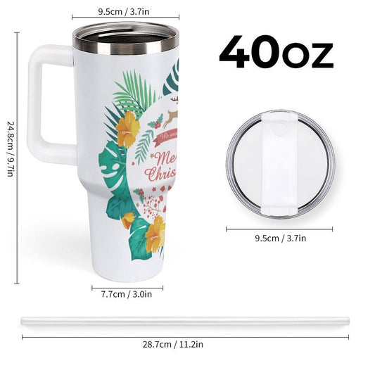 PHDT00303 POD US Local Tumbler 40 oz Large Capacity Car Cup Christmas Plants Flowers