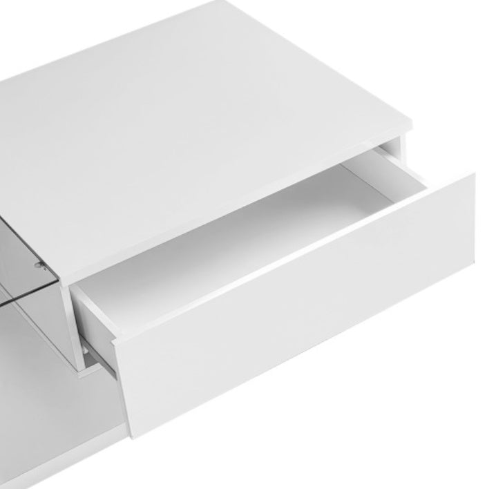 UK Local Coffee Table, High-gloss White. Side Tables, Coffee Tables With Glass And LED