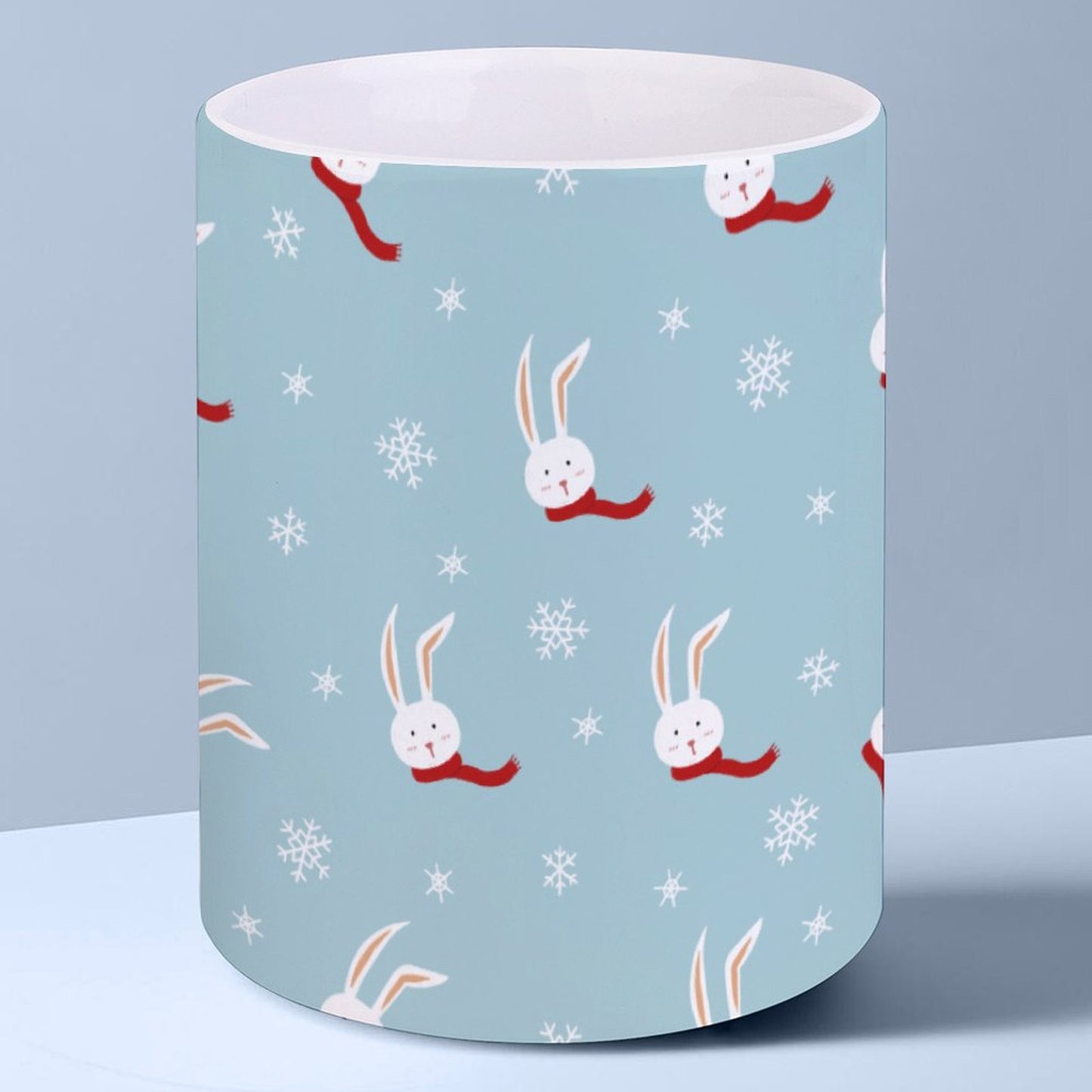 POD US Local White mug with full print, Christmas Rabbit Snowflake 0011