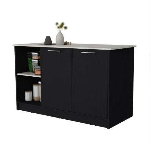US Local Black And Onyx Double Door Cabinets Kitchen Island