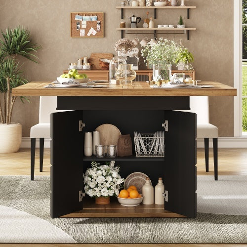 UK Local Telescopic Dining Table 110-140x80cm, Foldable Kitchen Table For 4-6 People, Extendable Dining Table, Space-saving Kitchen Table, For Kitchen And Living Room, Table With A Checked Pattern