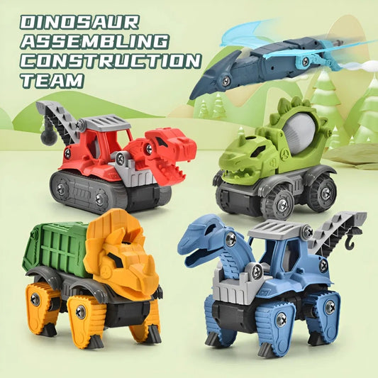 US Local 5 Pack Take Apart Dinosaur Set With Electric Drill, Construction Building Toy For Boys, Ideal Xmas Birthday Gift