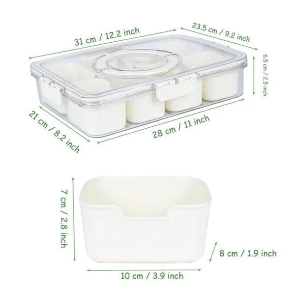 US Local Split Service Tray With 8 Compartments For Snack Boxes