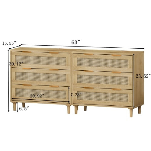 US Local 3 Drawers Rattan Locker Rattan Drawer - 2 Piece Set