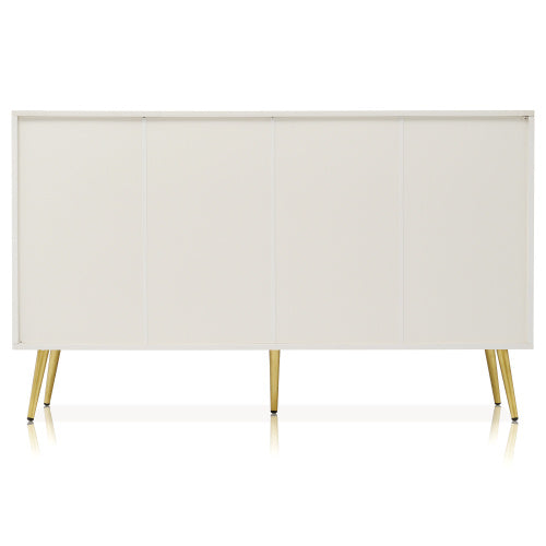 UK Local Sideboard Cabinet For Living Room, Chest Of Drawers With 2 Doors And 3 Drawers, Adjustable Shelf, Cream White, 40D X 140W X 84H CM