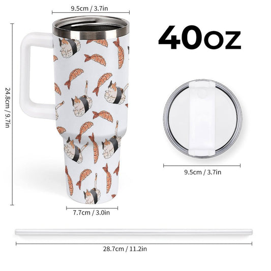PHDT00266 POD US Local Tumbler 40 oz Large Capacity Car Cup Cat Sushi, Shrimp