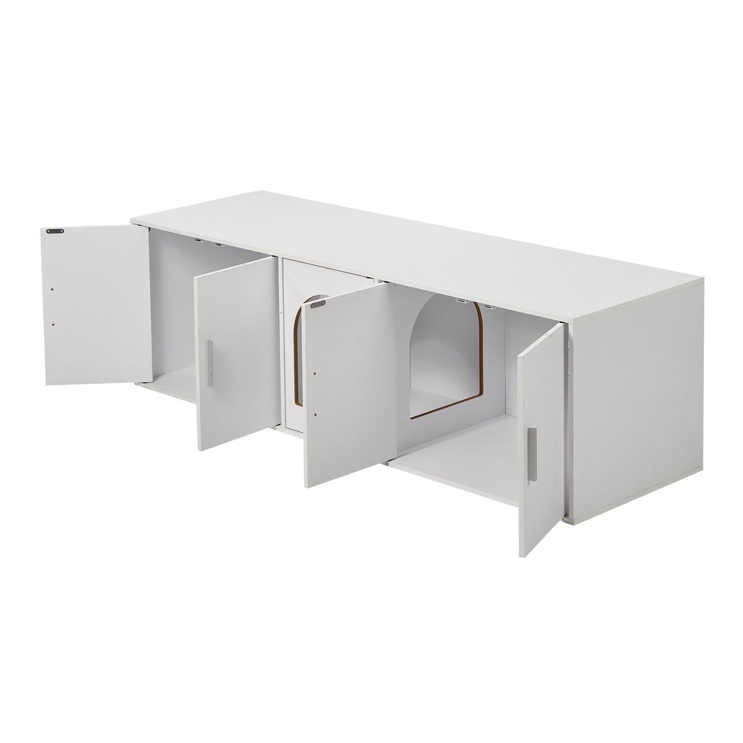 US Local VEVOR Cat Litter Box Enclosure Wooden Litter Box Furniture Hidden White