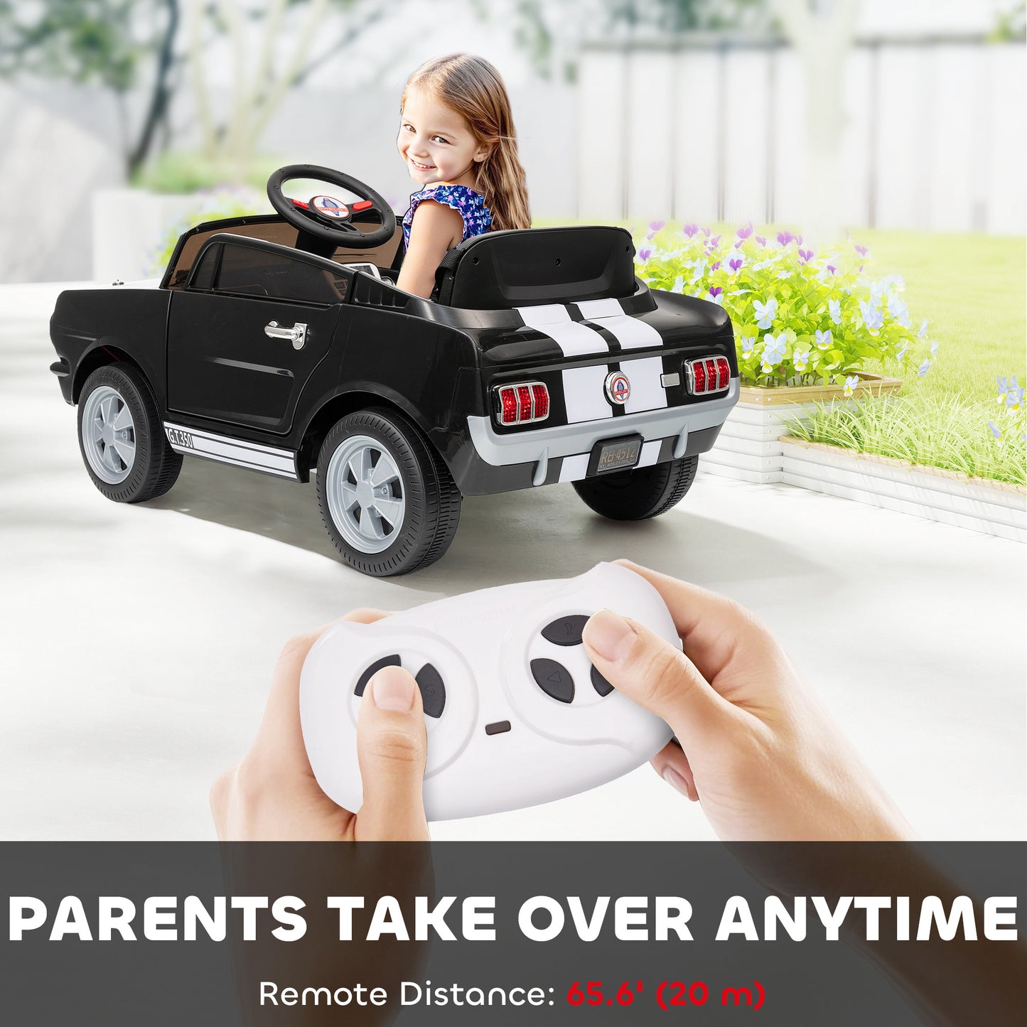 US Local Ride On Car With Remote Control, Adjustable Speed, MP3, Smooth Start, LED Lights, Black