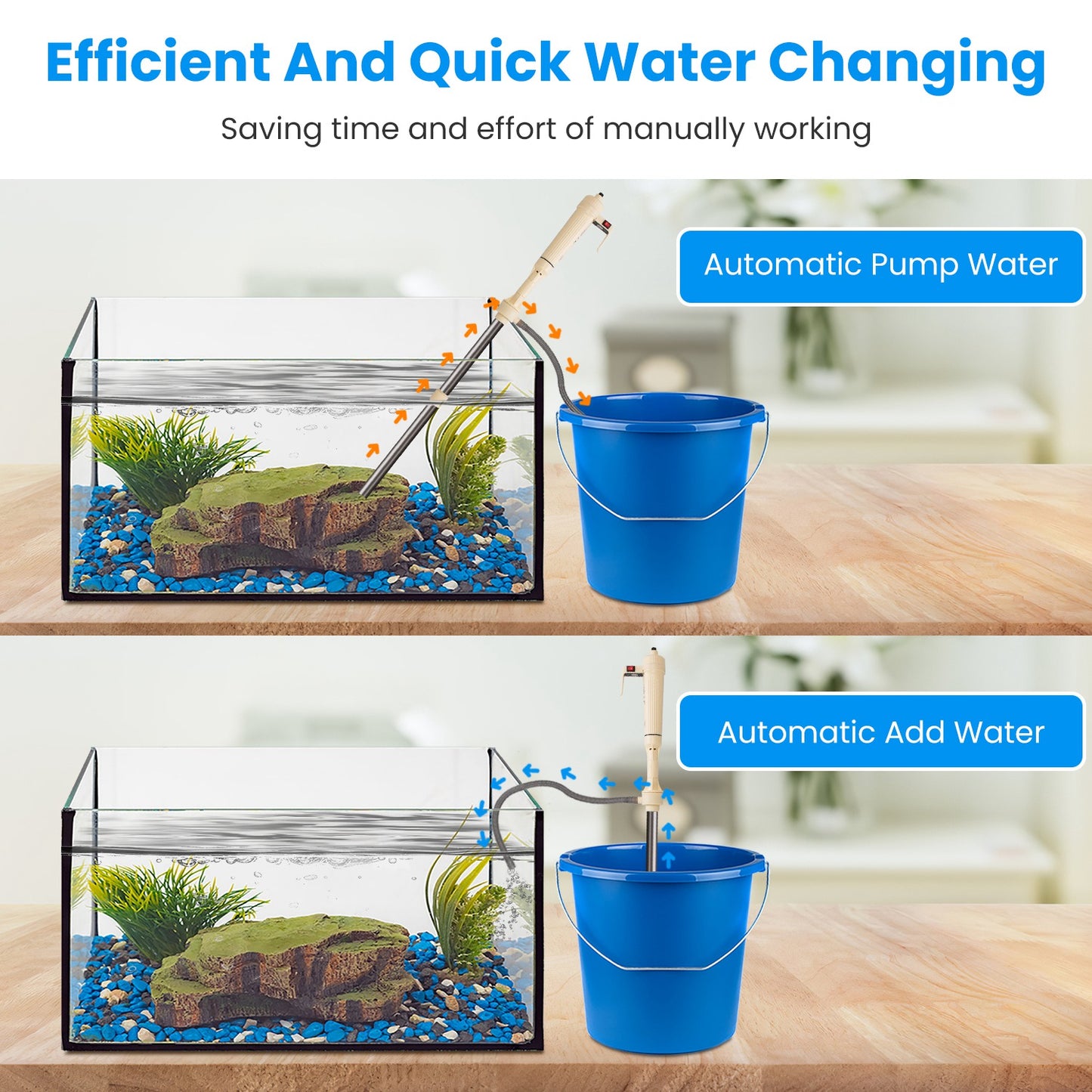 US Local 1 Set Multifunctional Electric Aquarium Gravel Cleaner Kit Length Adjustable Automatic Fish Tank Vacuum Cleaner Change Water Wash Sand Filter Dirt Removal