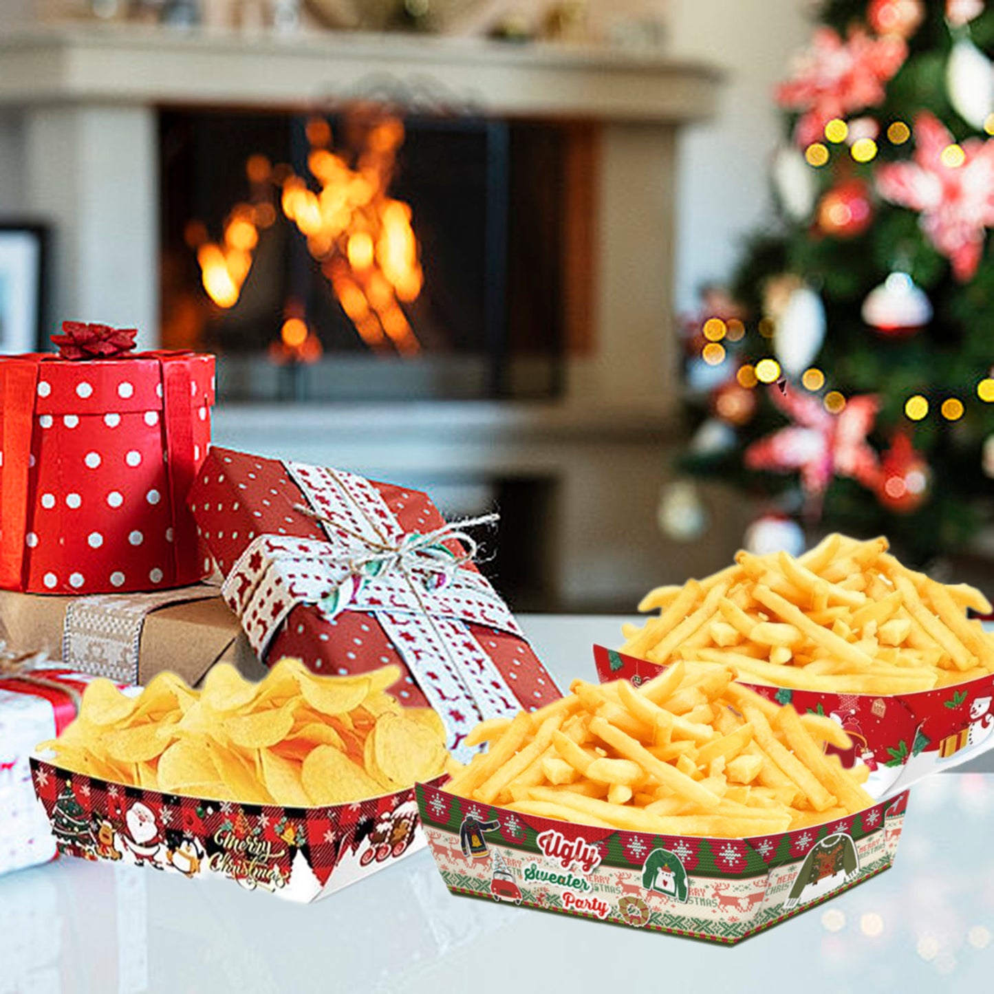 US Local 36 Christmas Paper Food Trays