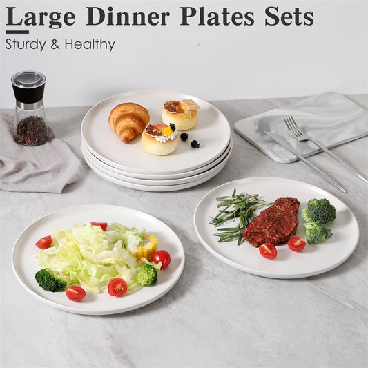 US Local Steak Plate Creative Western Food Plate Vegetable Plate Set Of 6 For Cereal, Salad, Pasta, Soup, Dessert, Serving Dishwasher, Microwave And Oven