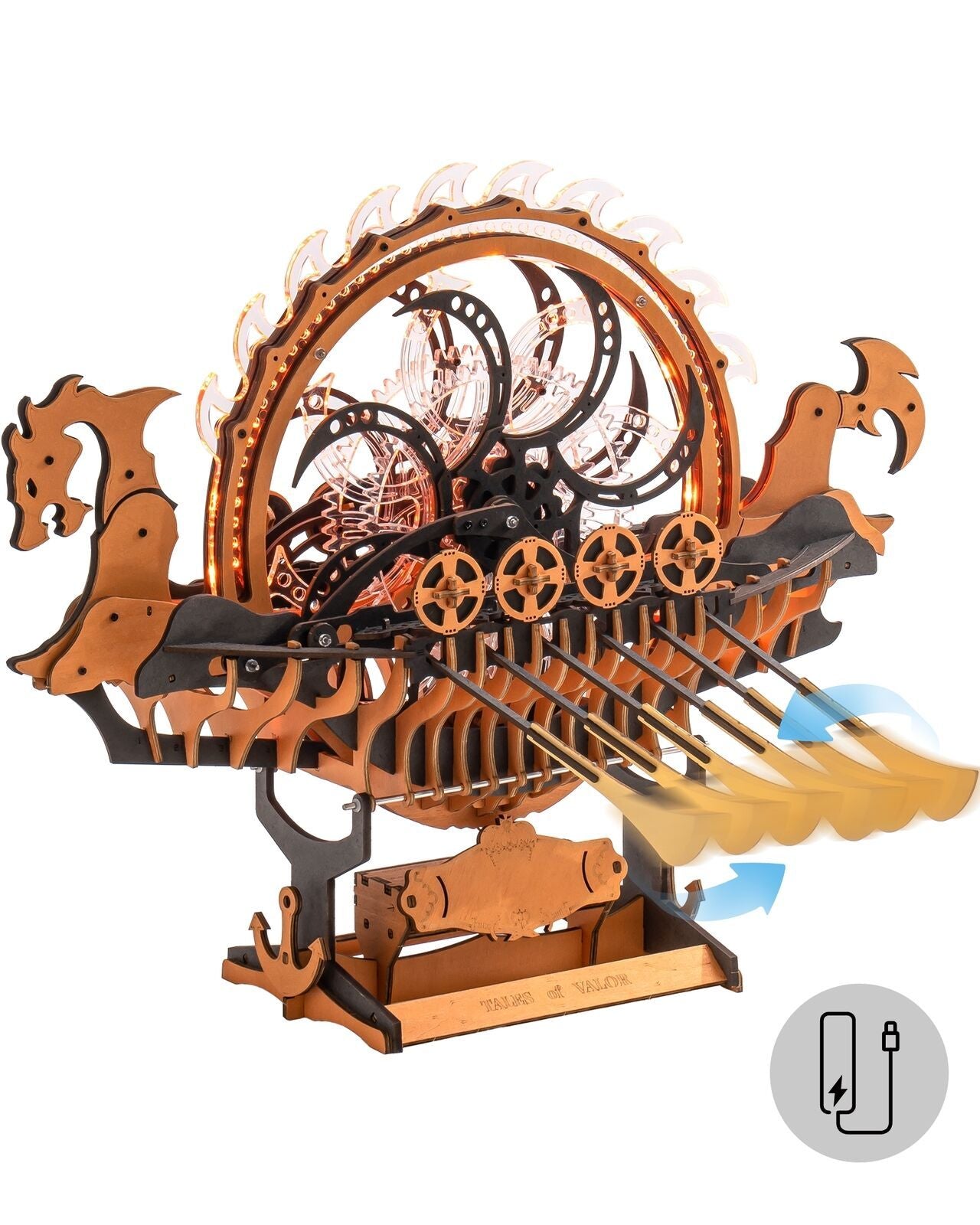 US Local ROKR Dragon Boat Electric Mechanical 3D Wooden Puzzle Toys Games Teens Gift