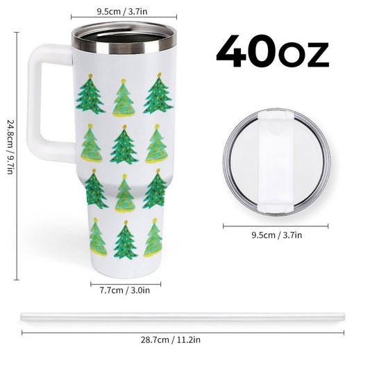 PHDT00064 POD US Local Tumbler 40 oz Large Capacity Car Cup Christmas Tree, Painted, Green