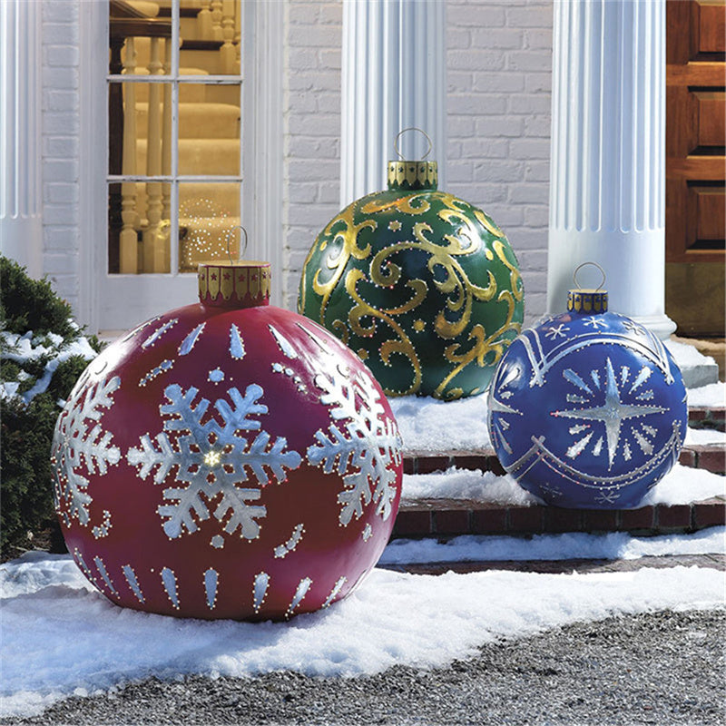 US Local Christmas Ornament Ball Outdoor Pvc 60CM Inflatable Decorated Ball PVC Giant Big Large Balls Xmas Tree Decorations Toy Ball