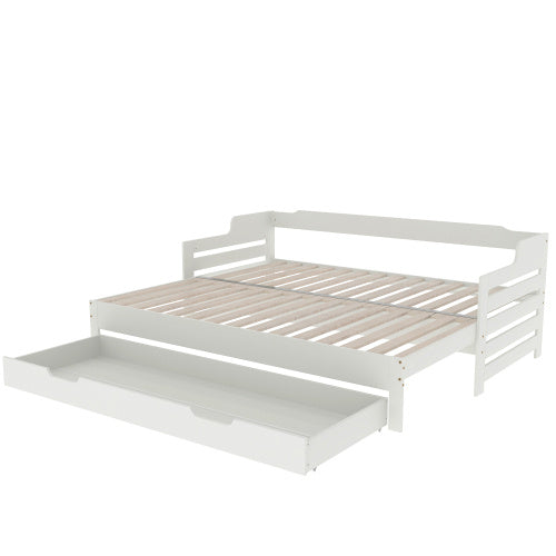 UK Local Daybed, Trundle And Drawer, Cabin Bed, SIngle Guest Bed Sofa Bed, Pull Out Trundle And Storage Drawer For Living Room And Bedroom - 3 90 X190 Cm - White