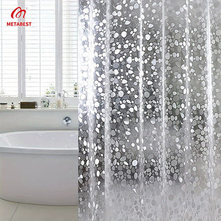 US Local METABEST 3D Pebble Pattern Shower Curtain Liner Durable PEVA Material With Heavy-Duty Magnets, Ideal For Shower Stalls And Bathtubs - 71x71 Inches Comes With 12 Hooks