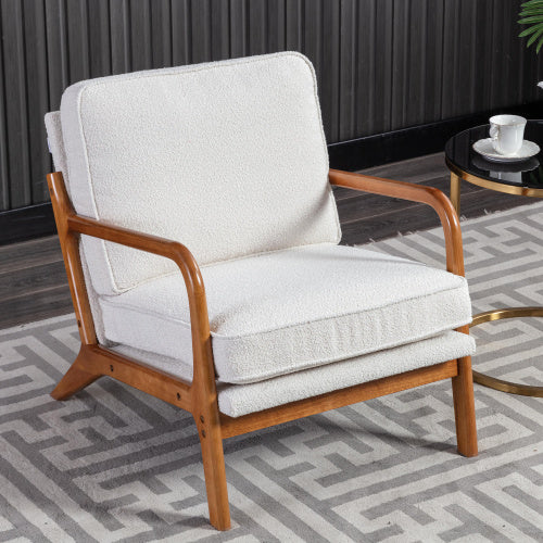 UK Local GOMYWAY Accent Chair Mid-Century Modern Chair Armchair With Solid Wood Frame For Living Room, Bedroom, Belcony 1, Emerald