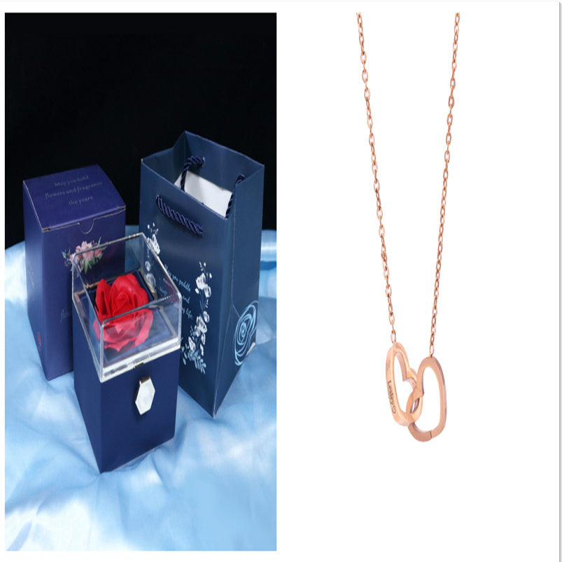 US Local Rotating Soap Flower Rose Gift Box Creative Rotating Rose Jewelry Packaging Box Valentine's Day Gift For Women