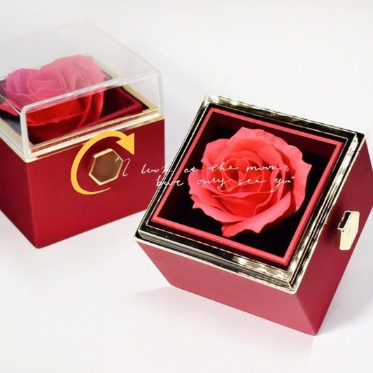 US Local Rotating Soap Flower Rose Gift Box Creative Rotating Rose Jewelry Packaging Box Valentine's Day Gift For Women