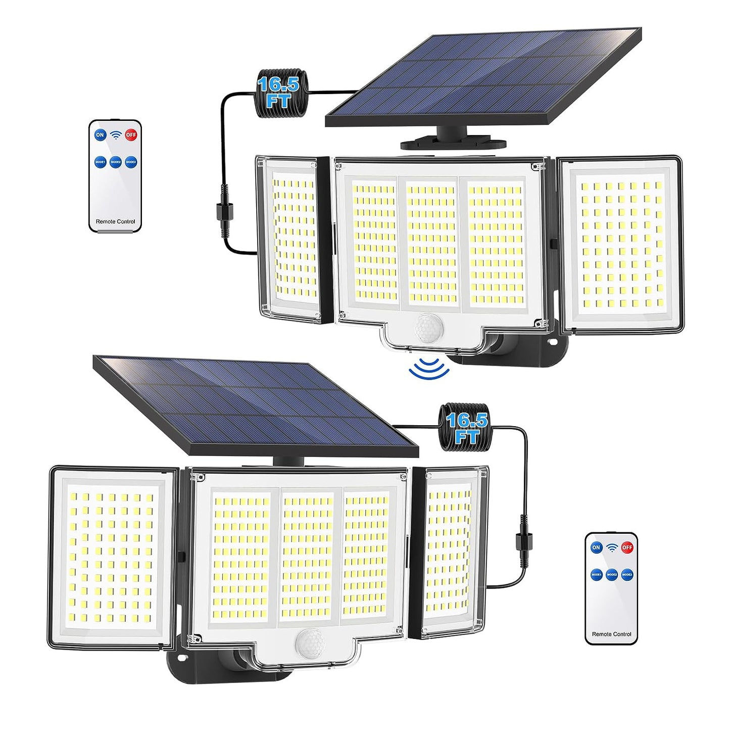 US Local 1,2 Pack Solar Lights Outdoor 348 LED Motion Sensor Lights With Remote Control 3 Head Waterproof