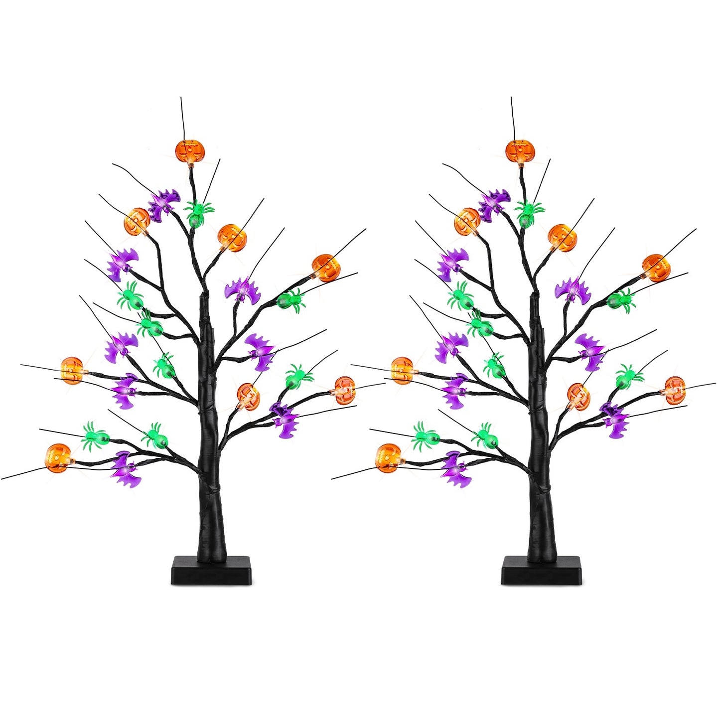 US Local 2Pack 1.97FT Lighted Halloween Trees Halloween Indoor Decorations Black Halloween Tree Lights With Timer Adjustable Twigs For Tabletop Party