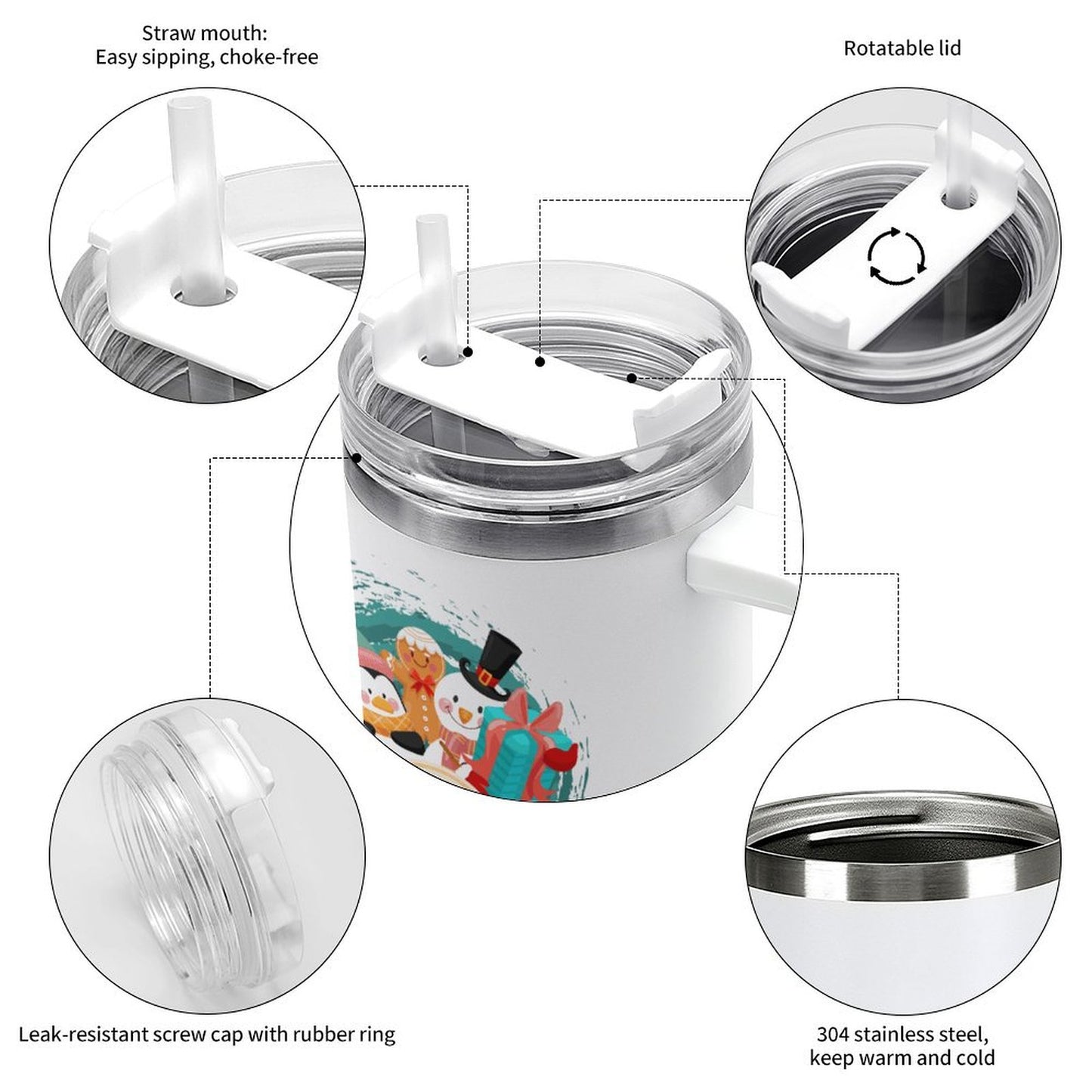 PHDT00338 POD US Local Tumbler 40 oz Large Capacity Car Cup Christmas, Santa