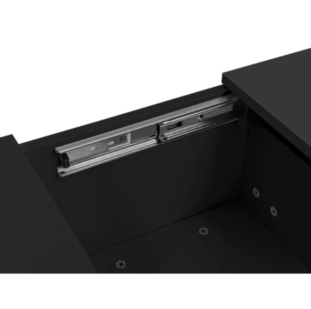 UK Local Coffee Table, Black High-Gloss Living Room Table With Push-Pull Storage Structure, Double-Sided Drawers