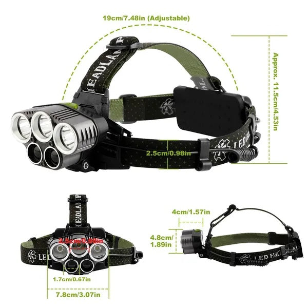 US Local Rechargeable Headlamp 20000 Lumen LED Headlight 6 Modes Headlamp
